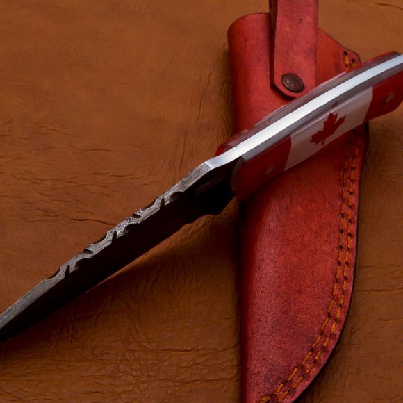 9" Handmade Bowie Damascus Steel Hunting Knife - Picture 7 of 10